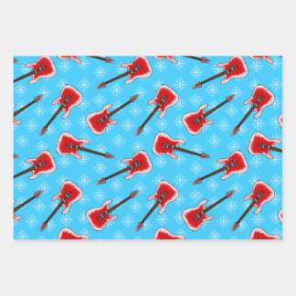 Christmas Electric Guitar Guitarist Pattern Wrapping Paper Sheet