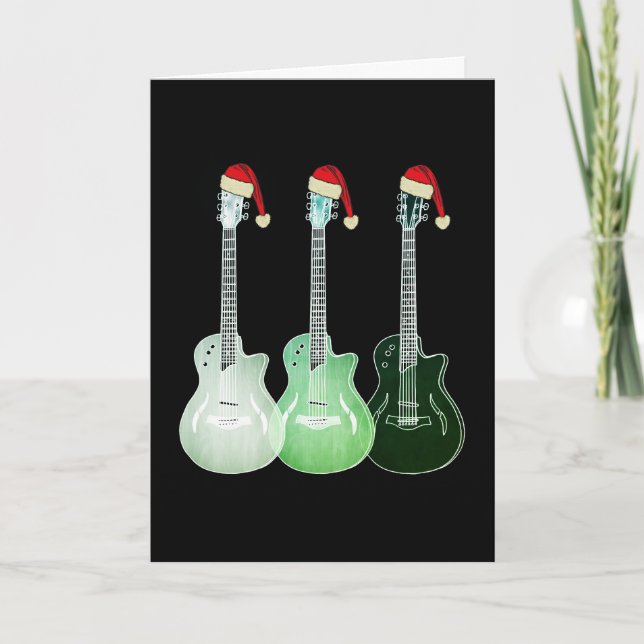 Christmas Electric Guitar Santa  Card (Front)