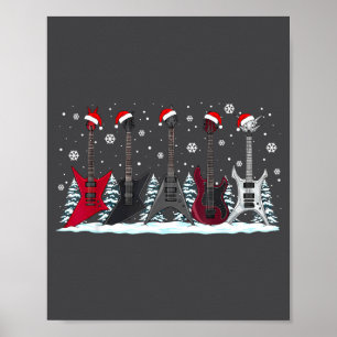 Christmas Electric Guitars Metalhead Guitarist Xma Poster