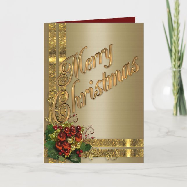 Christmas elegance card gold and red Victorian (Front)