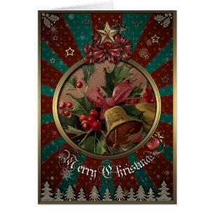 Christmas Elegance Card - Jingle bells and Holly.