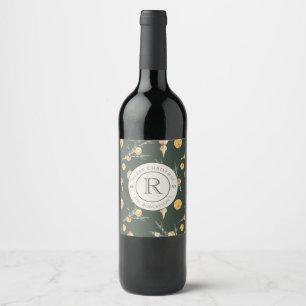 Christmas Elegance: Forest Green Watercolor Wine Label