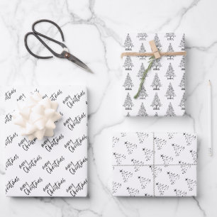 Christmas elegant black and white wrapping paper sheet