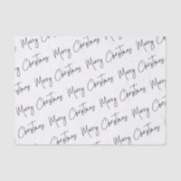 Christmas Elegant Black White Handwritten Merry