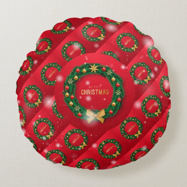 Christmas Elegant Gift Round Pillow (Front)