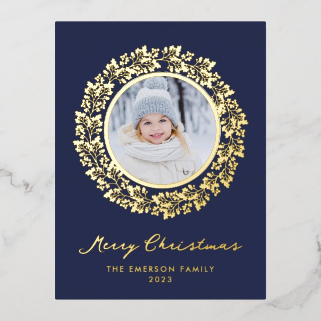 Christmas Elegant Gold Foil Postcard (Front)