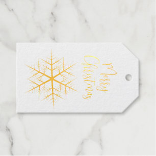 Christmas Elegant Gold Holiday Simple Snowflakes Gift Tags