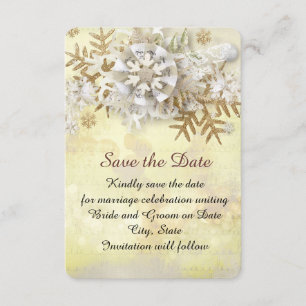 Christmas Elegant Gold Snowflakes Save the date