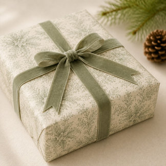 Christmas Elegant Green Foliage Holiday Wrapping Paper