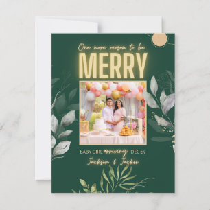 Christmas elegant greenery pregnancy announcement 