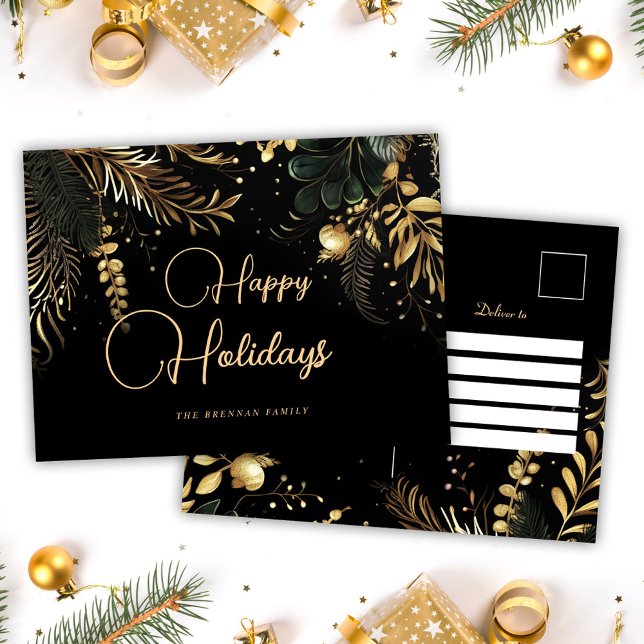 Christmas Elegant Modern Festive Botanical Holiday Postcard (Christmas Elegant Modern Festive Botanical Holiday Postcard)