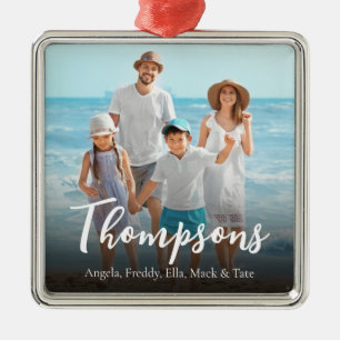 Christmas Elegant Photo Simple Calligraphy Script Metal Ornament