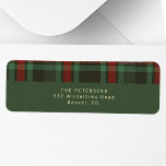 Christmas elegant red green plaid return address<br><div class="desc">Stylish modern rustic forest green and red plaid tartan with faux gold typography script personalized Christmas holiday mailing return address labels.</div>