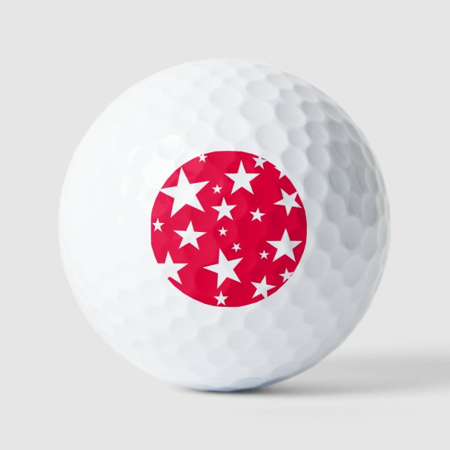 Christmas Elegant Red White Stars Template Golf Balls (Front)