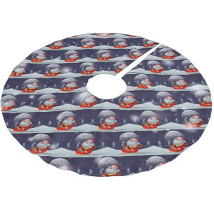 Christmas Elegant Santa Claus Gift Brushed Polyester Tree Skirt