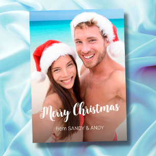 Christmas Elegant Script 2 Side Design Photo Holiday Card