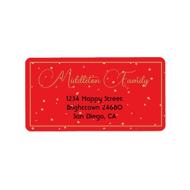 Christmas Elegant Seasonal Red Gold  Label (Front)