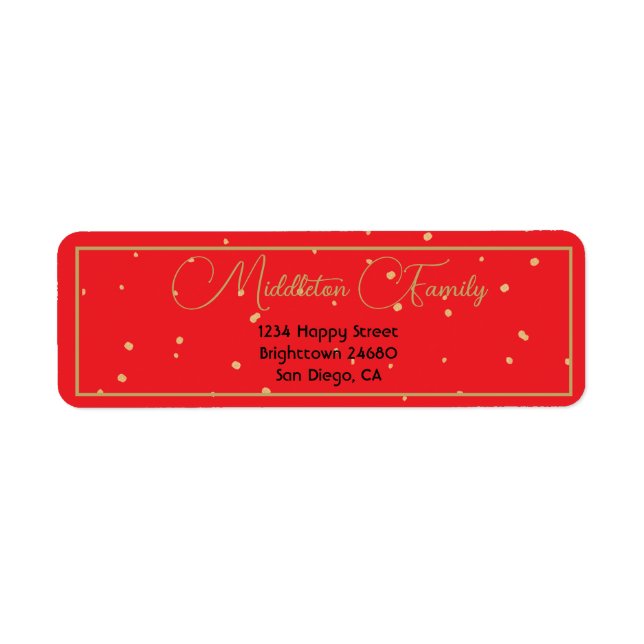 Christmas Elegant Seasonal Red Gold  Label (Front)