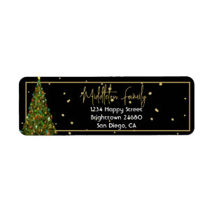 Christmas Elegant Seasonal Tree Black Gold Label