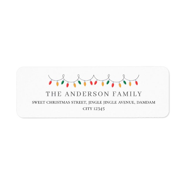 Christmas Elegant String Lights Return Address (Front)