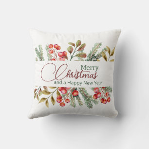 Christmas Elegant Watercolour Throw Pillow