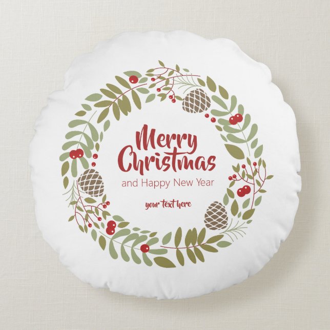 Christmas, elegant, winter. round pillow (Front)