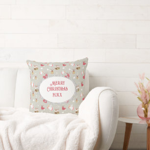 Christmas Elements Angels Birdies Throw Pillow