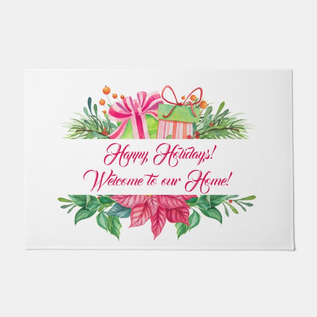 Christmas Elements Happy Holidays Doormat (Front)