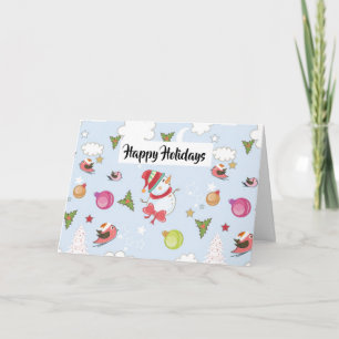Christmas Elements Happy Holidays Greeting Card