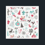 Christmas Elements Napkin<br><div class="desc">Festive blue,  red and brown Christmas elements decorates these Merry Christmas napkins. These patterned paper napkins are great for a Christmas party,  holiday party,  office party,  Christmas,  Christmas dinner,  cookie swap,  cookie exchange,  office party,  office holiday party,  Church,  school,  office Christmas party,  etc... </div>