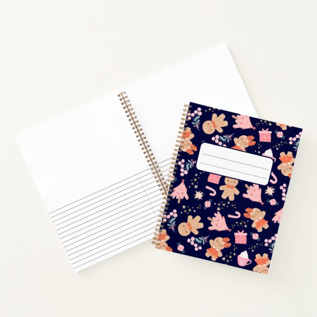 Christmas Elements on Navy Blue Notebook (Inside)