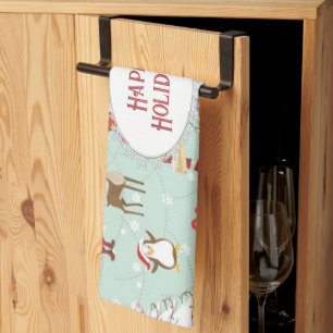 Christmas Elements Reindeer Elves Kitchen Towel