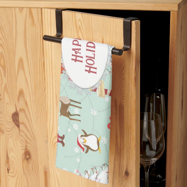Christmas Elements Reindeer Elves Kitchen Towel (Thirds Fold)