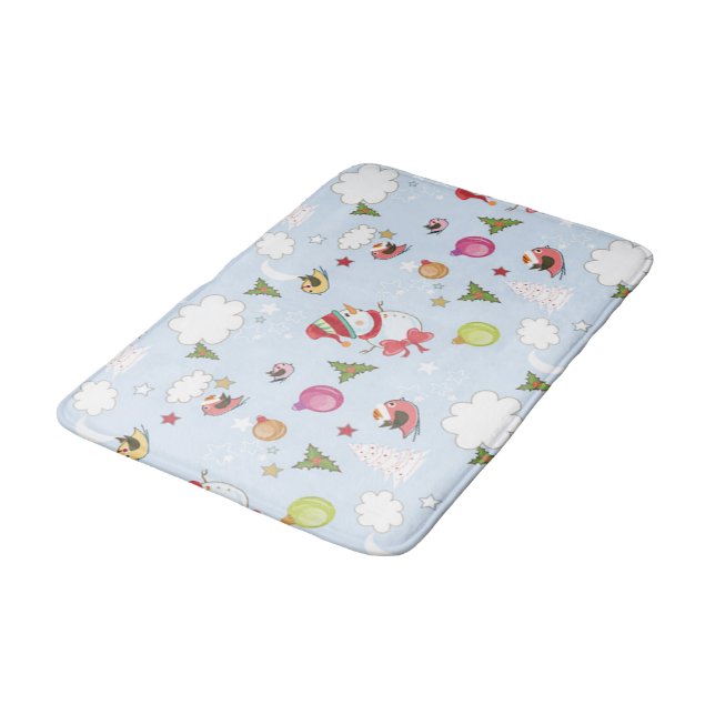 Christmas Elements Snowman Pattern Bathroom Mat (Angled)