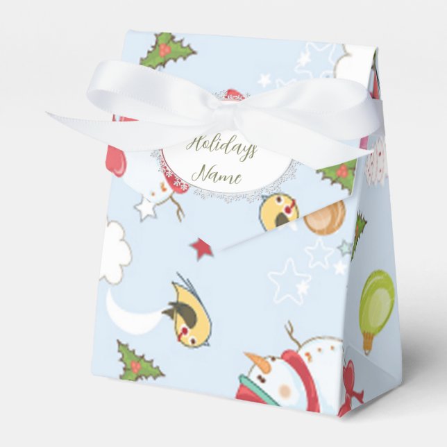 Christmas Elements Snowman Pattern Favor Box (Front Side)