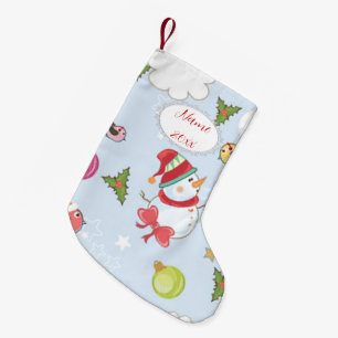 Christmas Elements Snowman Pattern Small Christmas Stocking