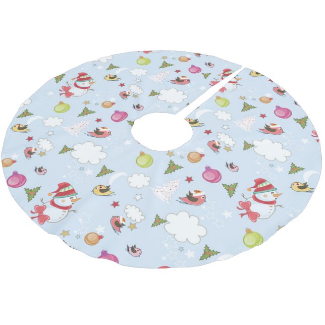 Christmas Elements Snowman Pattern Tree Skirt (Angled)