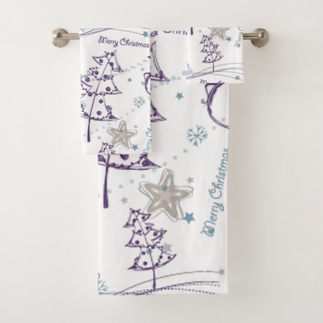 Christmas Elements Snowman Sketch Bath Towel Set (Insitu)