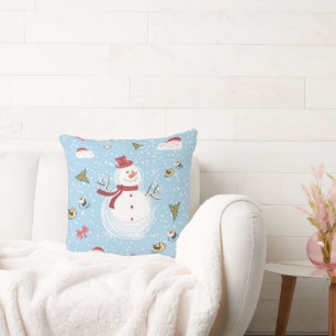 Christmas Elements Snowman Throw Pillow