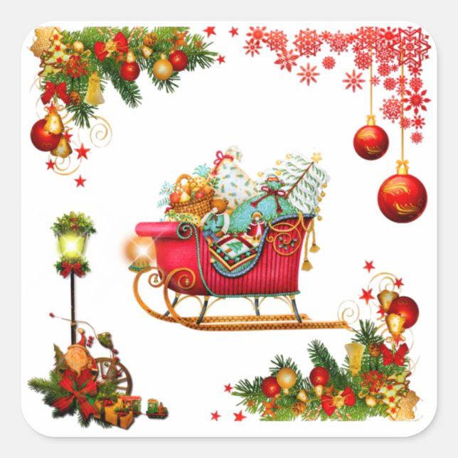 Christmas Elements Square Sticker (Front)