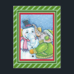 CHRISTMAS ELEPHANT BUILDING CUTE PACHYDERM SNOWMAN HOLIDAY POSTCARD<br><div class="desc">SEND SMILES AND GOOD WISHES WITH A CHEERFUL SNOW ELEPHANT POSTCARD * Customize ... ..Look For Matching Items Susan Brack Designs</div>