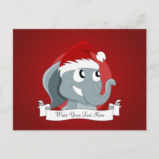 Christmas elephant cartoon holiday postcard (Front)