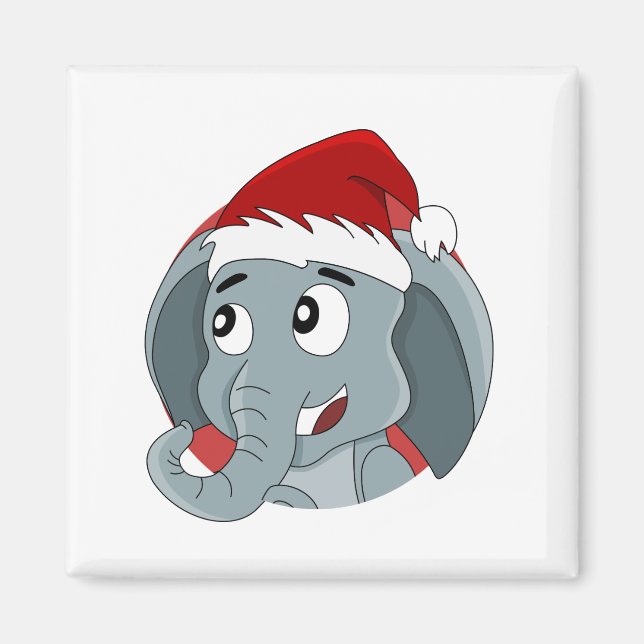 Christmas elephant cartoon magnet (Front)