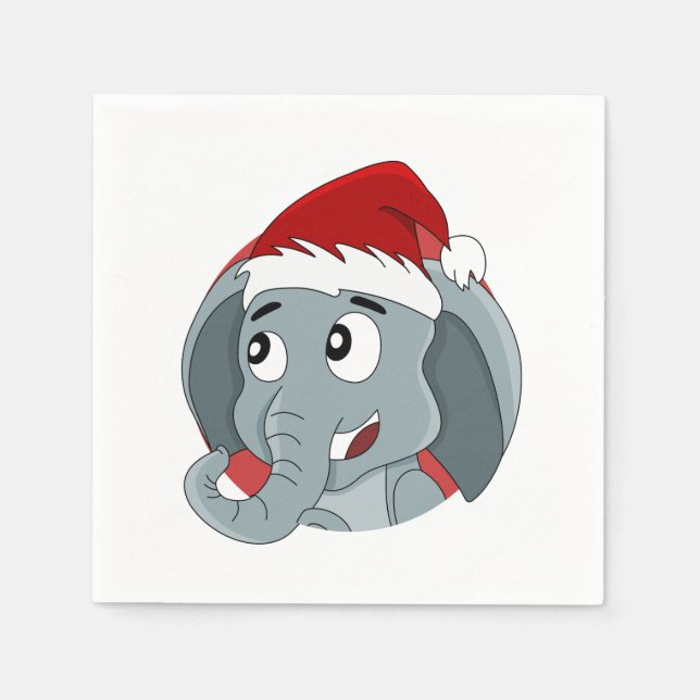 Christmas elephant cartoon napkins (Front)