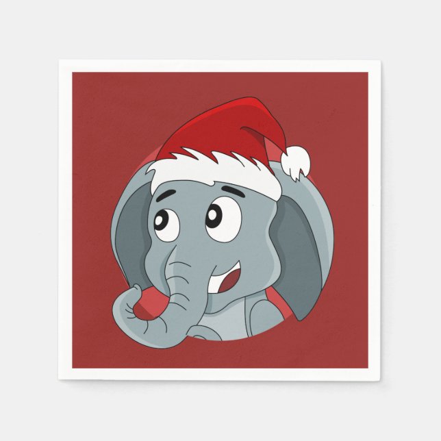 Christmas elephant cartoon napkins (Front)