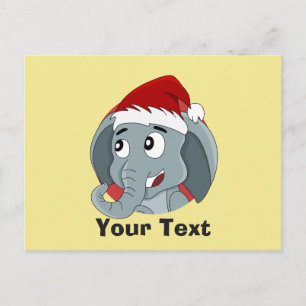 Christmas elephant cartoon postcard