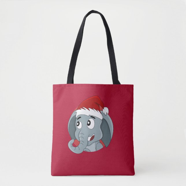 Christmas elephant cartoon Tote Bag (Front)