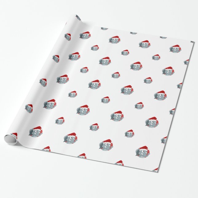 Christmas elephant cartoon wrapping paper (Unrolled)