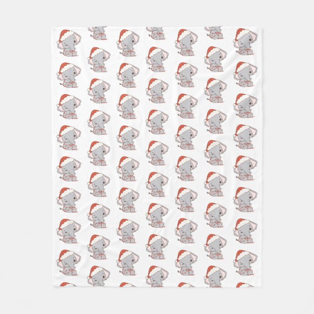 Christmas Elephant Fleece Blanket (Front)