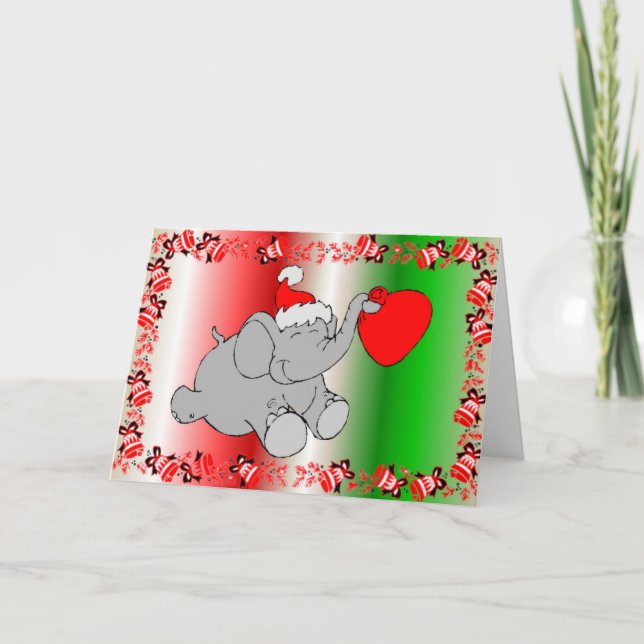 Christmas elephant holiday card (Front)